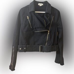 Helmut Lang Black Jean Jacket with Zipper Details